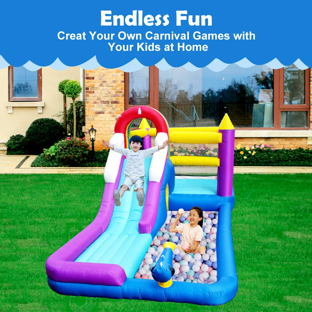 Water Slide Inflatable - Rainbow Themed Inflatable Water Bounce House