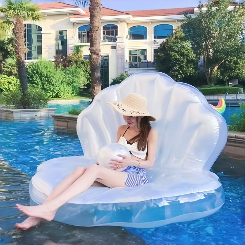 Pool Lounger Inflatable - Giant Inflatable Shell Pool Float Clear