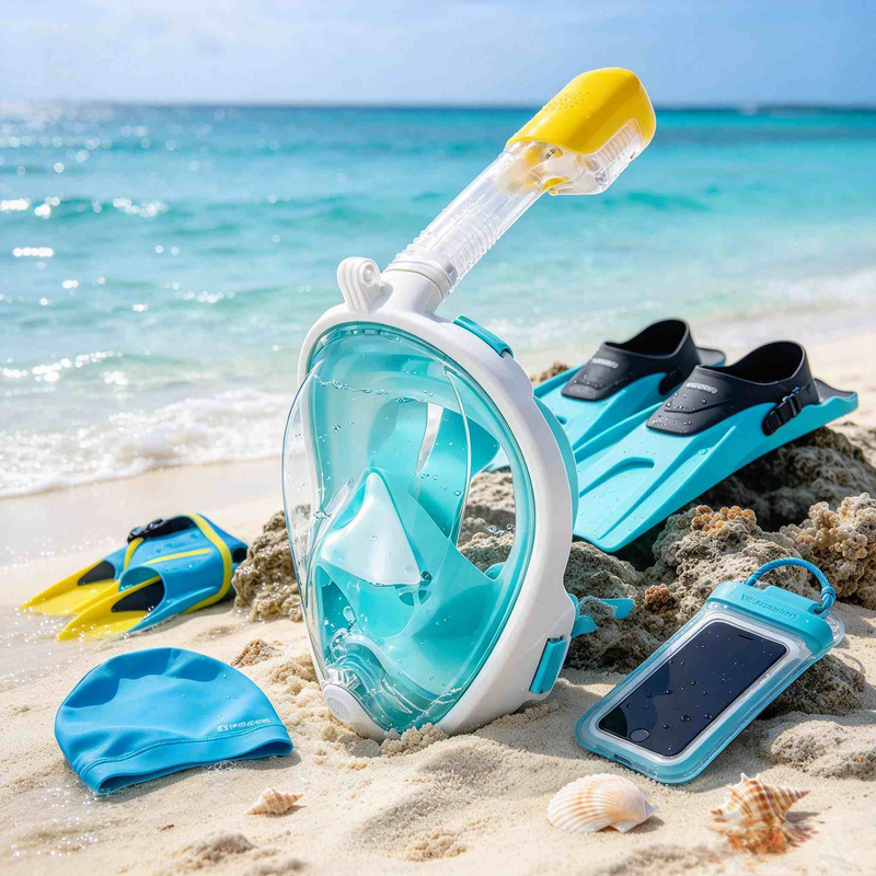 Dry Type Anti-Fog Full Face Sn - đánh giá và giá Snorkel Mask Full Face